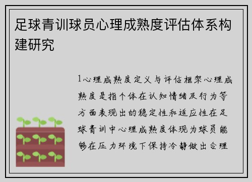 足球青训球员心理成熟度评估体系构建研究